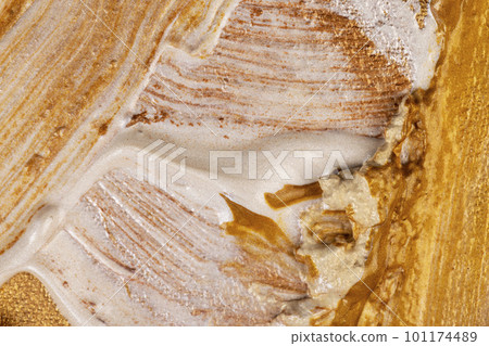 Abstract chaotic painting on canvas with gold paints 101174489