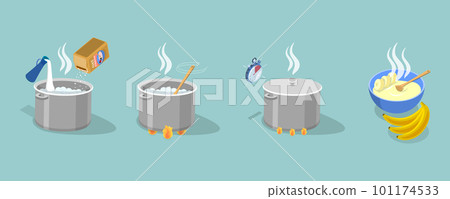 3D Isometric Flat Vector Conceptual Illustration of Porridge For Breakfast 101174533