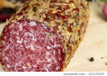 Pork sausage with spices and a lot of garlic Pork sausage with spices and a lot of garlic 101174547