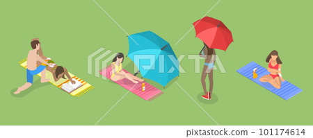 3D Isometric Flat Vector Set of Skincare Routine Scenes 3D Isometric Flat Vector Set of Skincare Routine Scenes 101174614