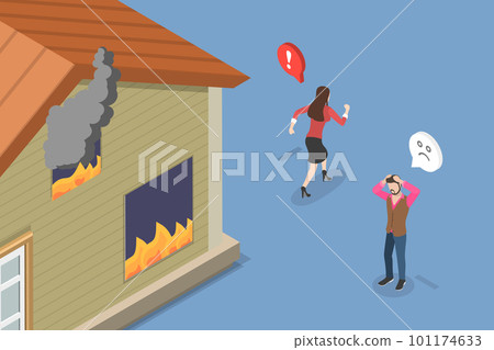 3D Isometric Flat Vector Conceptual Illustration of Fire Safety Activity 3D Isometric Flat Vector Conceptual Illustration of Fire Safety Activity 101174633