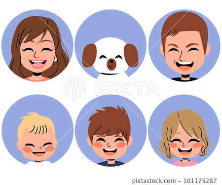 Six Member Family Avatar Icons Six Member Family Avatar Icons 101175287