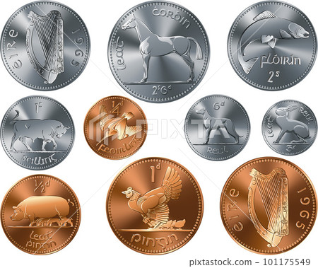 Set of Irish money Pre-decimal coin Penny Set of Irish money Pre-decimal coin Penny 101175549