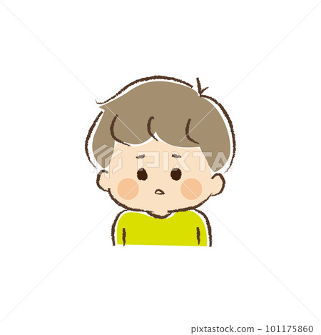 一個表情不安的男孩的上半身 101175860