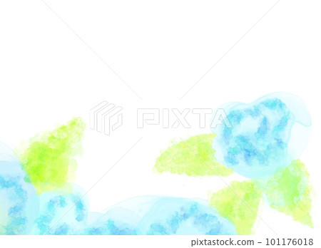 以繡球花般的淺藍色和葉綠色表示的抽象插圖 101176018