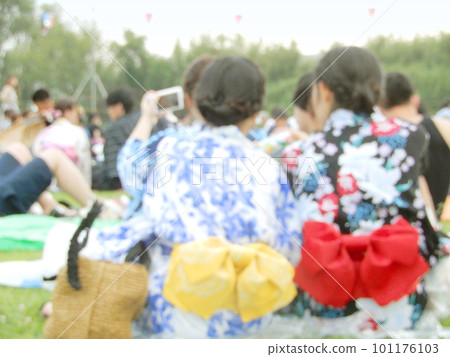 等待煙花匯演開始的人們（模糊） 101176103