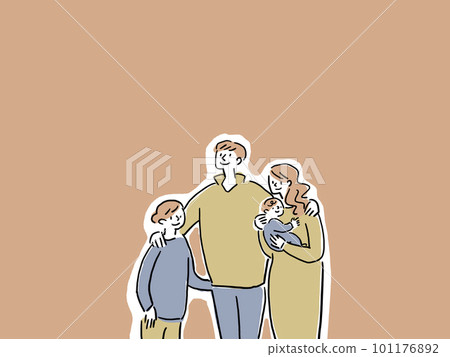 父親、母親、孩子、嬰兒、一家四口(彩色) 父親、母親、孩子、嬰兒、一家四口(彩色) 101176892