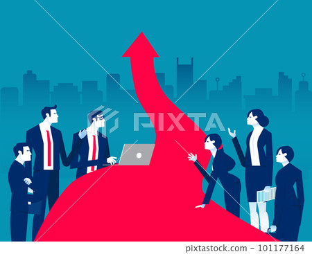 Business team with path to the success. Business goal and successful vector illustration Business team with path to the success. Business goal and successful vector illustration 101177164