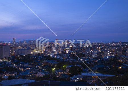 Night view of Fukuoka seen from Minami Koen Nishi Observatory, where you can see Fukuoka Tower and Fukuoka Dome Night view of Fukuoka seen from Minami Koen Nishi Observatory, where you can see Fukuoka Tower and Fukuoka Dome 101177211