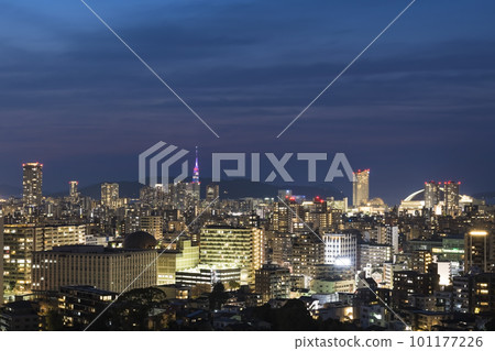 Night view of Fukuoka seen from Minami Koen Nishi Observatory, where you can see Fukuoka Tower and Fukuoka Dome Night view of Fukuoka seen from Minami Koen Nishi Observatory, where you can see Fukuoka Tower and Fukuoka Dome 101177226