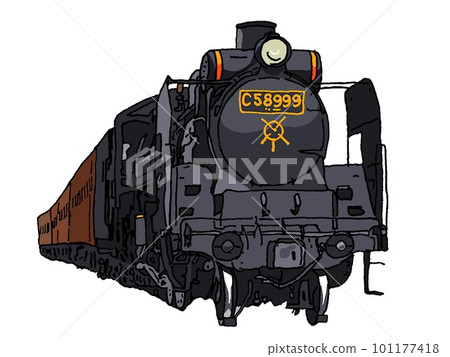 Steam locomotive C58 pulling old passenger cars 101177418