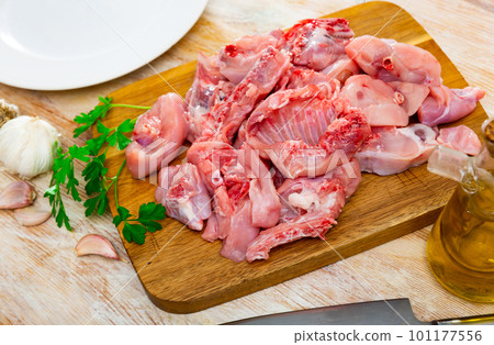 Raw rabbit meat with spices and herbs Raw rabbit meat with spices and herbs 101177556