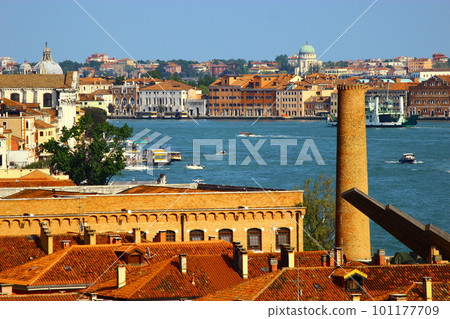 Venice, the city of water, the main tourist spot, the view of the area around St. Mark's Square and the view of the city from the cruise ship 101177709