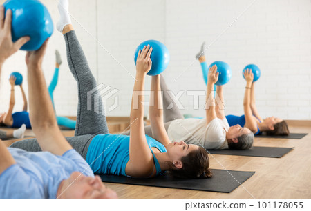Young girl training with bender ball at gym Young girl training with bender ball at gym 101178055