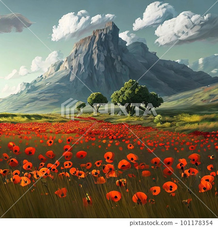 AI生成，廣闊的花圃 101178354