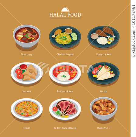 Set of halal food menu flat design. 101178461