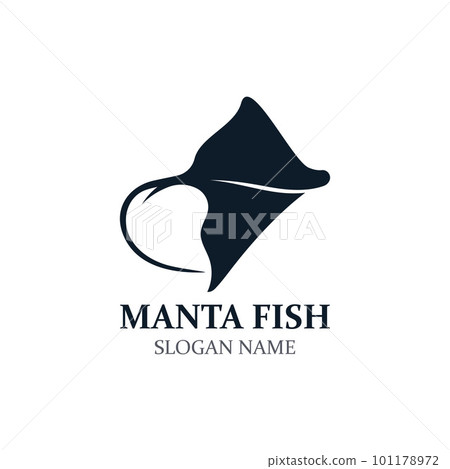 Manta fish or stingray logo design vector vintage illustration skate fish ocean 101178972