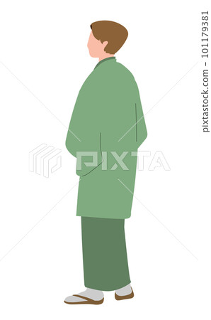 Back view of a man wearing a kimono Haori illustration Back view of a man wearing a kimono Haori illustration 101179381