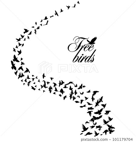 Birds flying in a line. Abstract wave from birds . free flock. Vector illustration 101179704