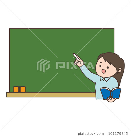 一位老師在黑板前教學的插圖，一位女士 101179845