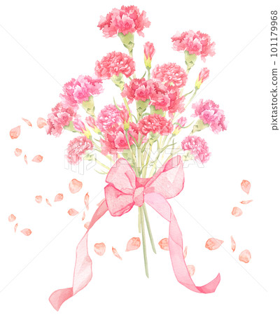 Watercolor illustration of carnation bouquet for mother's day Watercolor illustration of carnation bouquet for mother's day 101179968