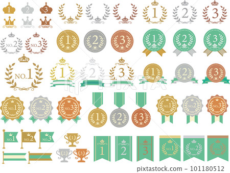 Simple ribbon and medal frame set Simple ribbon and medal frame set 101180512