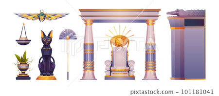 Ancient Egyptian pharaoh palace, house objects 101181041