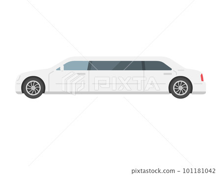 Illustration of a white limousine seen from the side Illustration of a white limousine seen from the side 101181042
