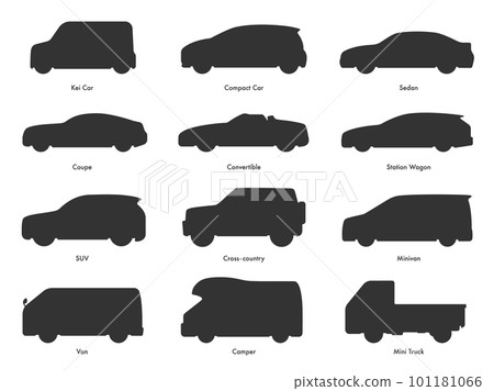 Illustration set of car silhouettes by body type 101181066