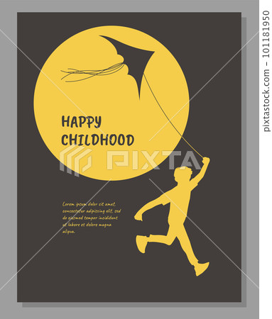 Poster or vertical banner about happy childhood flat style Poster or vertical banner about happy childhood flat style 101181950