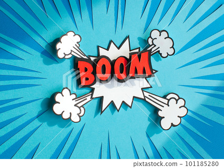 Handmade colorful paper cutting speech bubble. Pop art and comic style.  101185280