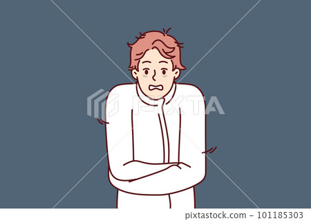 Crazy man in straitjacket needs urgent psychiatric help after nervous breakdown or bipolar disorder 101185303