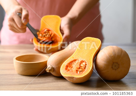 Butternut squash prepare for cooking, Organic vegetables Butternut squash prepare for cooking, Organic vegetables 101185363