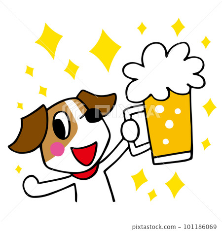 Jack Russell Terrier dog Cheers with beer (no... - Stock Illustration ...