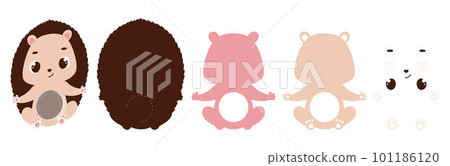 Cute hedgehog candy ornament. Layered paper decoration treat holder for dome. Hanger for sweets, candy for birthday, baby shower, halloween, christmas. Print, cut out, glue. Vector illustration Cute hedgehog candy ornament. Layered paper decoration treat holder for dome. Hanger for sweets, candy for birthday, baby shower, halloween, christmas. Print, cut out, glue. Vector illustration 101186120