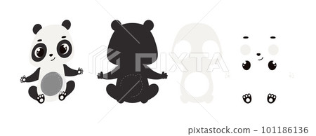 Cute panda candy ornament. Layered paper decoration treat holder for dome. Hanger for sweets, candy for birthday, baby shower, halloween, christmas. Print, cut out, glue. Vector illustration Cute panda candy ornament. Layered paper decoration treat holder for dome. Hanger for sweets, candy for birthday, baby shower, halloween, christmas. Print, cut out, glue. Vector illustration 101186136