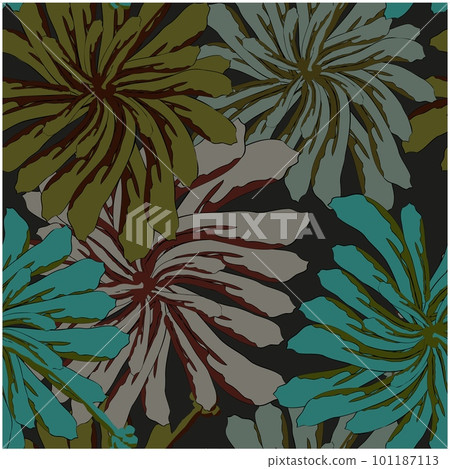 Beautiful paper art seamless pattern with flowers. Summer vector illustration. Spring floral vector Beautiful paper art seamless pattern with flowers. Summer vector illustration. Spring floral vector 101187113