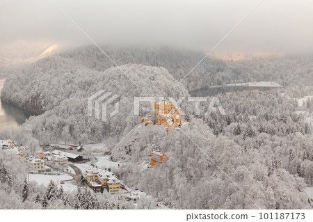 Hohenschwangau Castle in winter landscape, early morning Hohenschwangau Castle in winter landscape, early morning 101187173