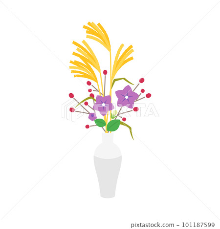 Japanese pampas grass decorations and offerings for moon viewing 101187599