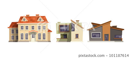 different styles of isoalted houses front view different styles of isoalted houses front view 101187614