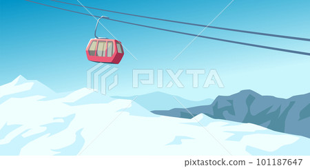 a red ski lift in mountain resort a red ski lift in mountain resort 101187647
