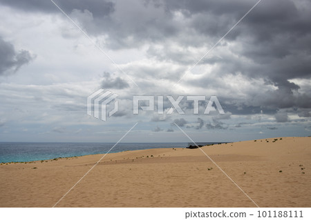 Desert and Atlantic ocean,, Corralejo, Spain Desert and Atlantic ocean,, Corralejo, Spain 101188111