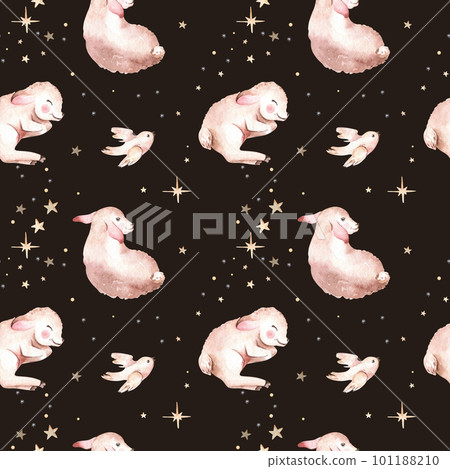 Watercolor christmas nativity scene seamless patterns. Magic Christianity story with newborn jesus, mary, angel and lamb. Holy jolly christmas card Watercolor christmas nativity scene seamless patterns. Magic Christianity story with newborn jesus, mary, angel and lamb. Holy jolly christmas card 101188210