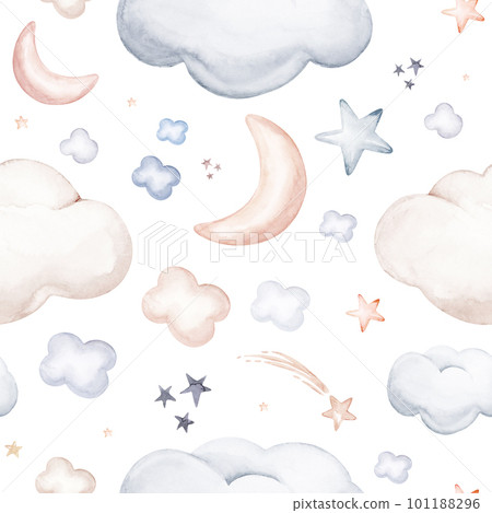 Watercolor newborn baby boy seamless pattern babies boy. Birthday blue background teepee new born baby and pregrand women Watercolor newborn baby boy seamless pattern babies boy. Birthday blue background teepee new born baby and pregrand women 101188296