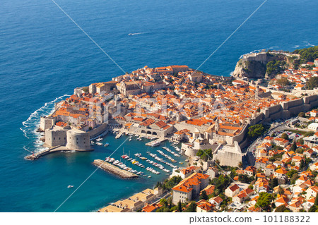 aerial view of Dubrovnik, Croatia, on a sunny day aerial view of Dubrovnik, Croatia, on a sunny day 101188322