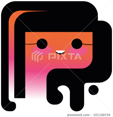 girl icon in orange pink over white girl icon in orange pink over white 101188556