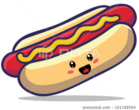 hot-dog icon in kawaii style over white hot-dog icon in kawaii style over white 101188564