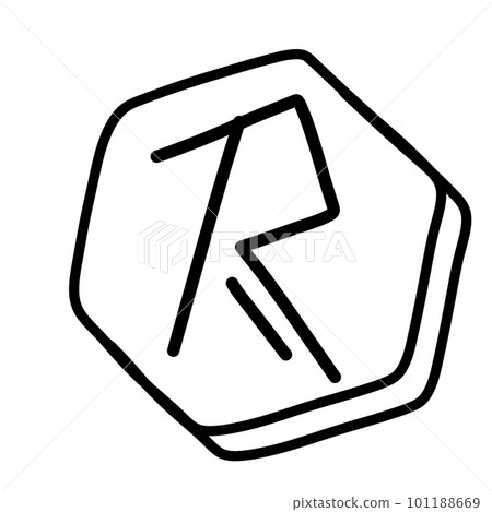 Doodle nordic rune. Black and white magic scandinavian icon. Viking mystery letter Doodle nordic rune. Black and white magic scandinavian icon. Viking mystery letter 101188669