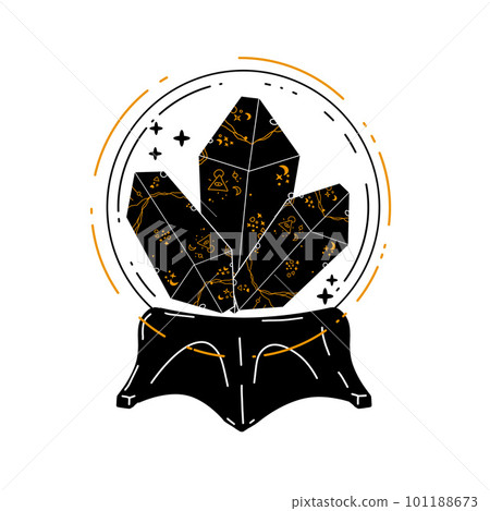 Magic crystal ball and gems. Mystical and... - Stock Illustration ...