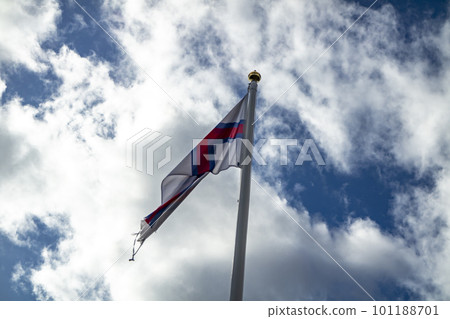 Flag of Faroe islands waving in the wind Flag of Faroe islands waving in the wind 101188701